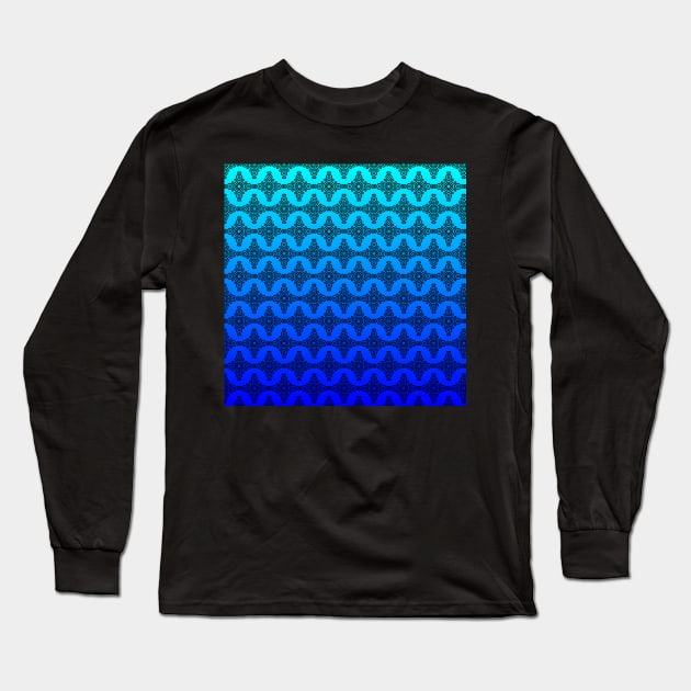 blue mandala pattern Long Sleeve T-Shirt by Eric Okore